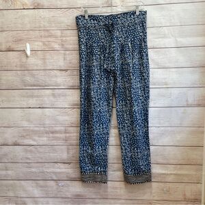 SEA NEW YORK HIGH RISE CROPPED PANTS IN BLUE PRINT‎